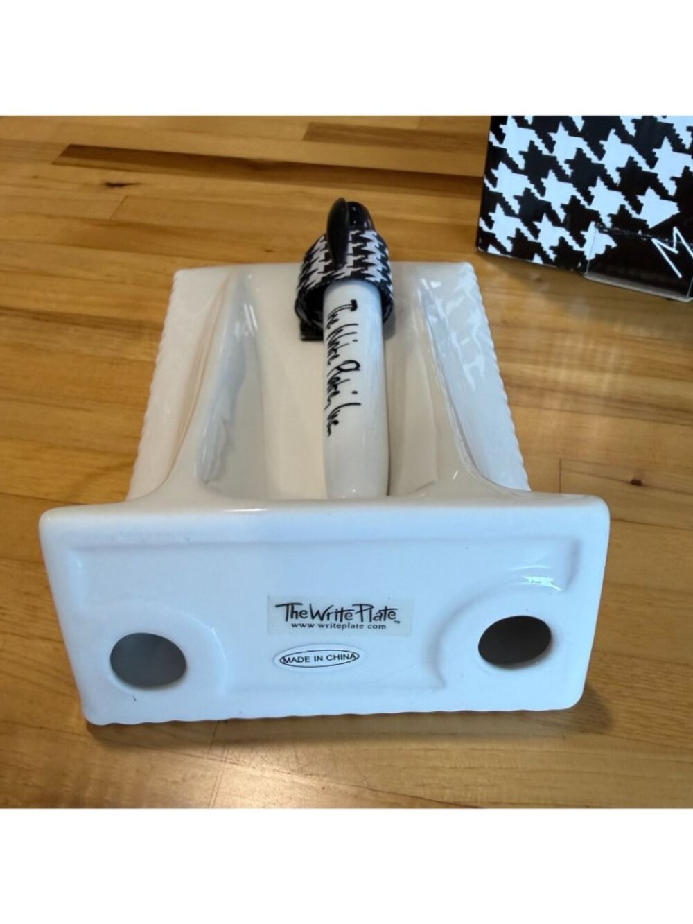 The Write Plate Menu Card Dry Erase Board New White Ceramic Marker Party Decor - Picture 3 of 5